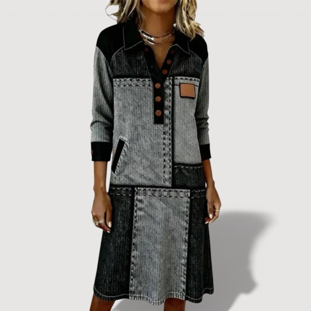 VELL – PANELLED BUTTON DRESS