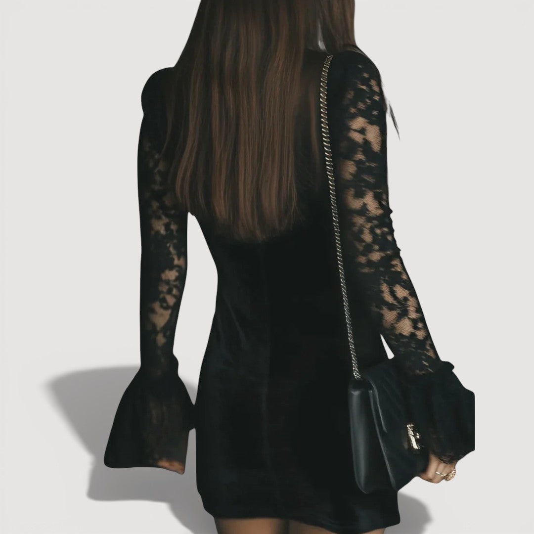 RAVEN – LACE VELVET DRESS